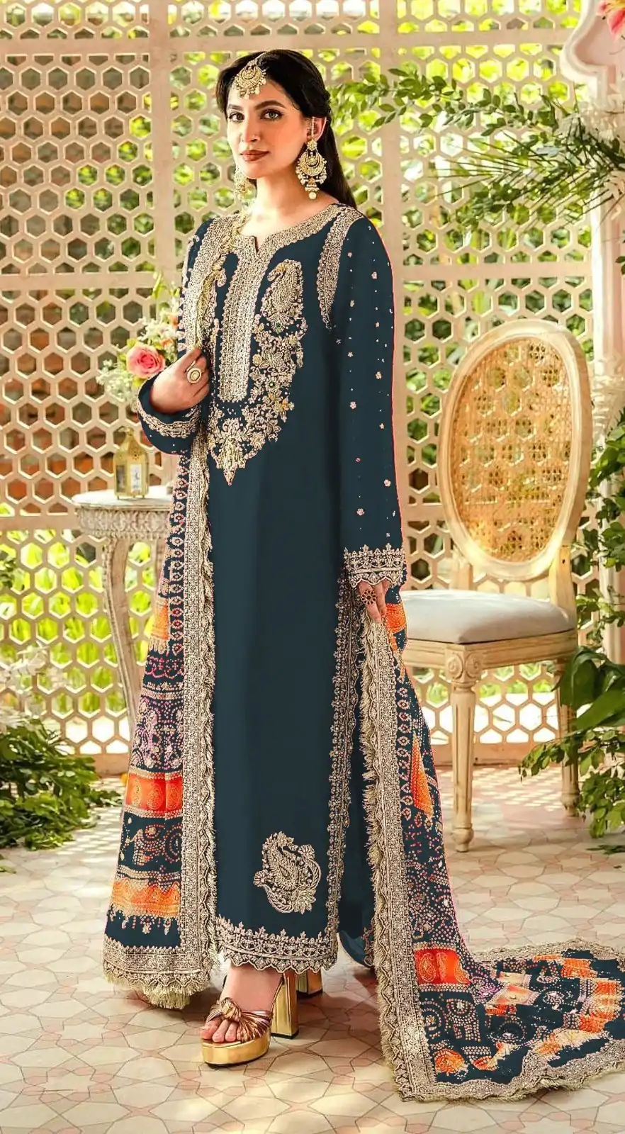 FC MARIA-A 1074 Stone Green Color Georgette Embroidery Work Salwar Suit Wedding, Party, Festive events, Expected Delivery 4-6 Working Days @2149 | Casual Suits, Creative suits, Designer Suits, Palazzo Suits, Party Wear Suits, Patiala Suits, Salwar suit, Straight Suits