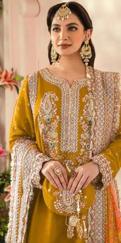 FC MARIA-A 1074 Yellow Color Georgette Embroidery Work Salwar Suit Wedding, Party, Festive events, Expected Delivery 4-6 Working Days @2149 | Casual Suits, Creative suits, Designer Suits, Palazzo Suits, Party Wear Suits, Patiala Suits, Salwar suit, Straight Suits