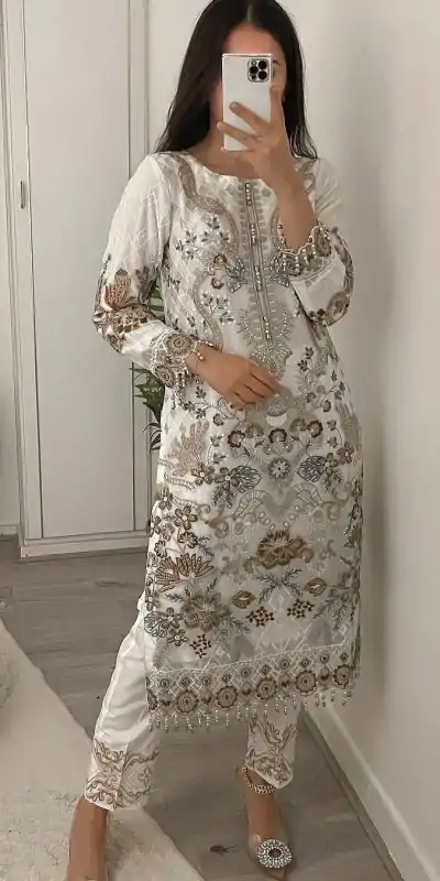 BE 258 White Color Georgette Sequence Embroidery Salwar Suit Wedding, Party, Festive events, etc. Expected Delivery 4-6 Working Days @2399/- | Casual Suits, Creative suits, Designer Suits, Palazzo Suits, Party Wear Suits, Patiala Suits, Salwar suit, Straight Suits