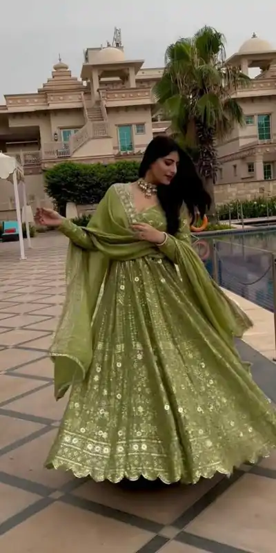 VLM 207 Green Color Georgette Embroidery Sequence Salwar Suit Wedding, Party, Festive, Events Expected Delivery 4-6 Working Days @ 2449/- Only | Casual Suits, Creative suits, Designer Suits, Party Wear Suits, Salwar suit, Straight Suits