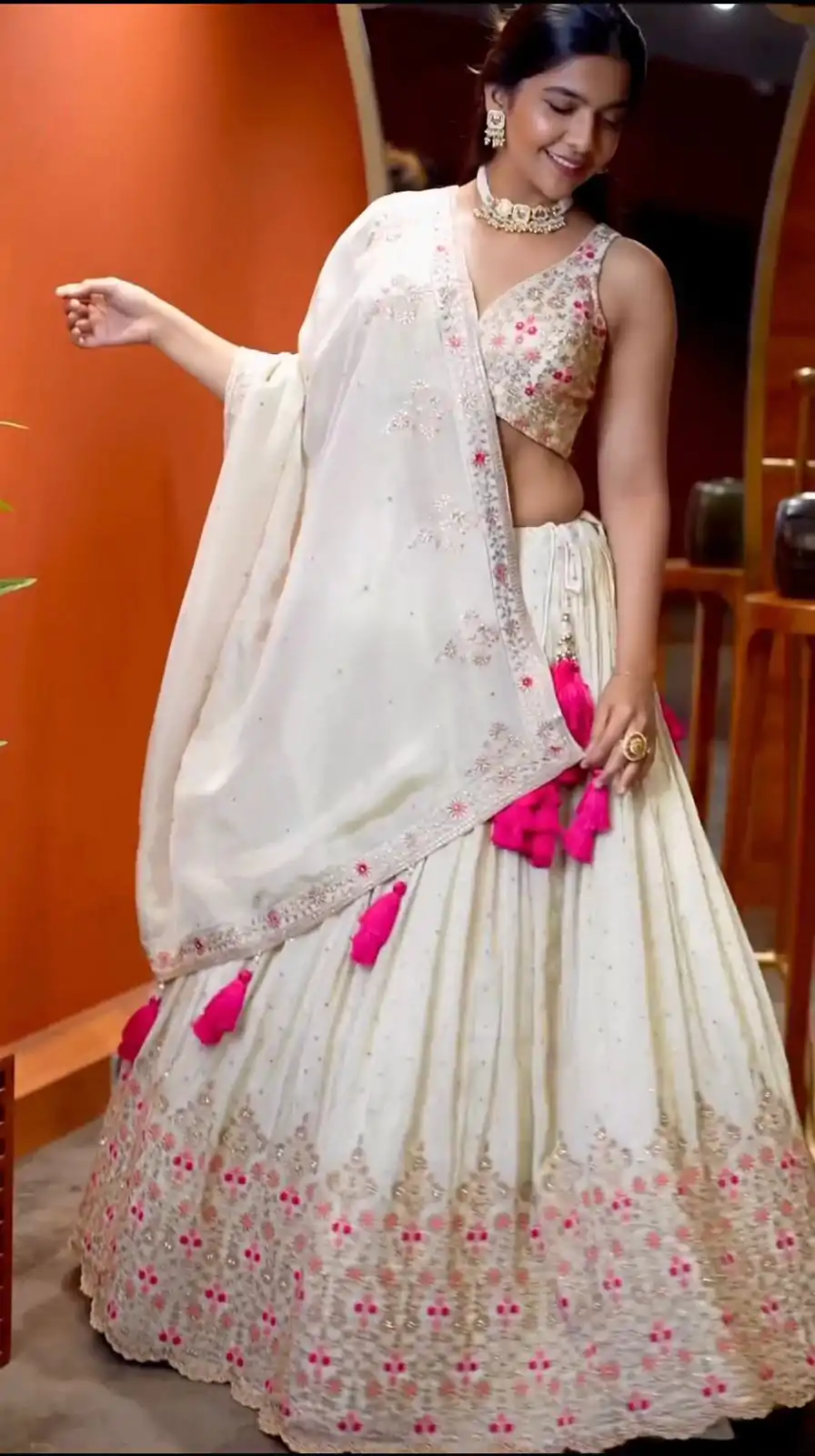 NSR 818 White Color Georgette Embroidery Lehenga Choli Casual, Party Festive, Events Etc. Expected Delivery 4-6 Working Days @2149/- | Creative Lehenga, Designer Lehenga, Embroidered Lehenga, Lehenga, Party Wear Lehenga, Straight Suits