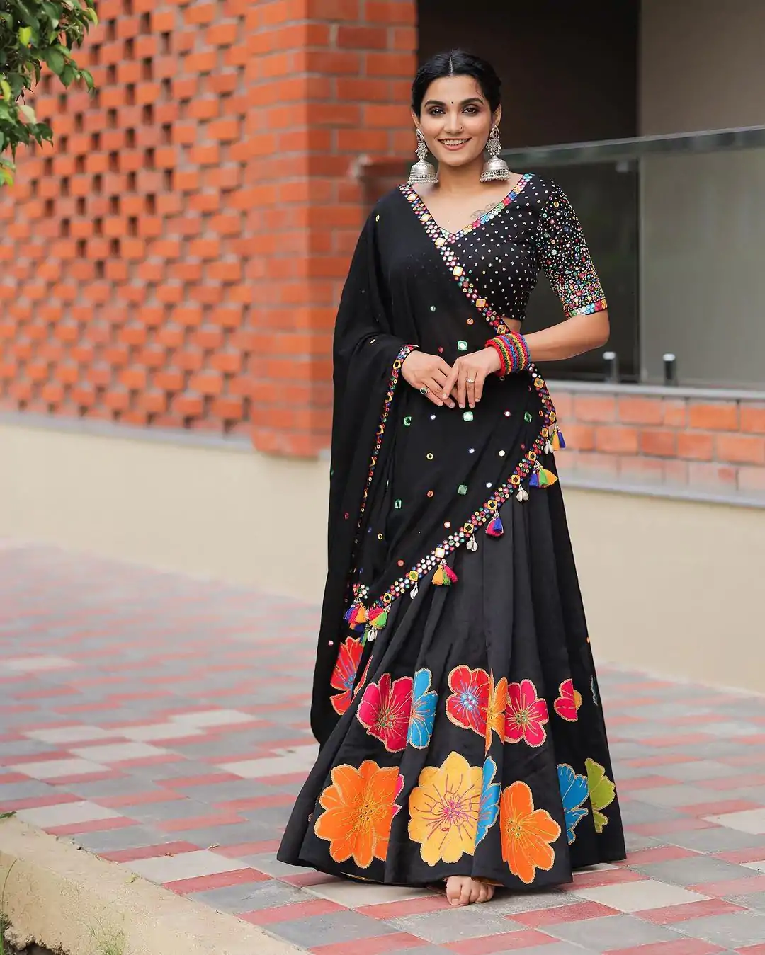 LG 576 Black Color Pure Cotton Printed Mirror Work Lehenga Choli Traditional Wear, Festive, Wedding, Events Expected Delivery 4-6 Working Days @1899/- | Creative Lehenga, Designer Lehenga, Embroidered Lehenga, Lehenga, Party Wear Lehenga