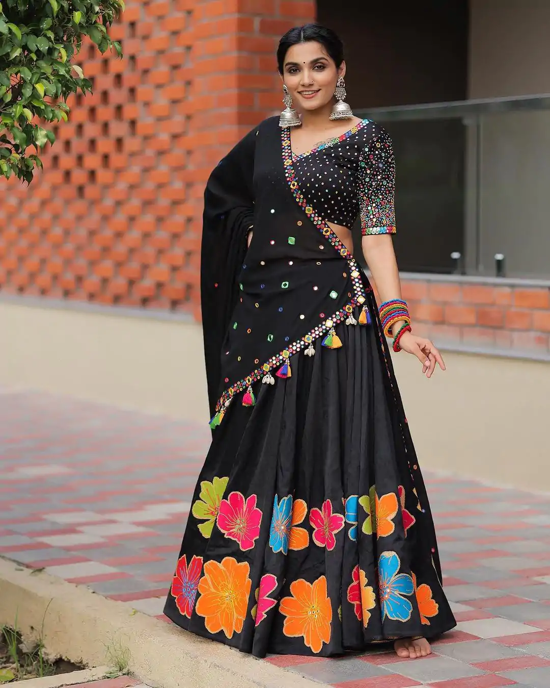 LG 576 Black Color Pure Cotton Printed Mirror Work Lehenga Choli Traditional Wear, Festive, Wedding, Events Expected Delivery 4-6 Working Days @1899/- | Creative Lehenga, Designer Lehenga, Embroidered Lehenga, Lehenga, Party Wear Lehenga