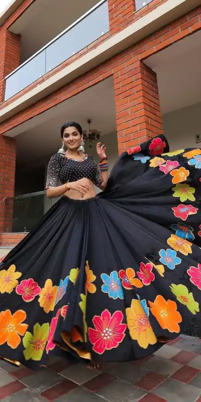 LG 576 Black Color Pure Cotton Printed Mirror Work Lehenga Choli Traditional Wear, Festive, Wedding, Events Expected Delivery 4-6 Working Days @1899/- | Creative Lehenga, Designer Lehenga, Embroidered Lehenga, Lehenga, Party Wear Lehenga