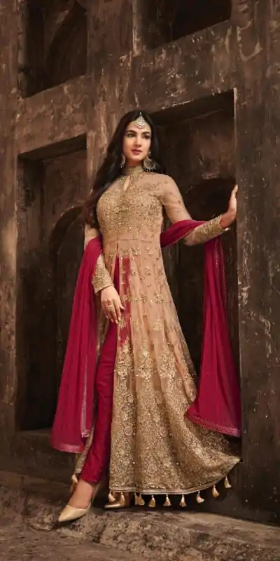 FC Maisha 5704 Golden & Red Color Heavy Net Embroidery Salwar Suit Wedding, Party, Festive events, Expected Delivery  4-6 Working Days @2199 | Casual Suits, Creative suits, Designer Suits, Palazzo Suits, Party Wear Suits, Patiala Suits, Salwar suit, Straight Suits