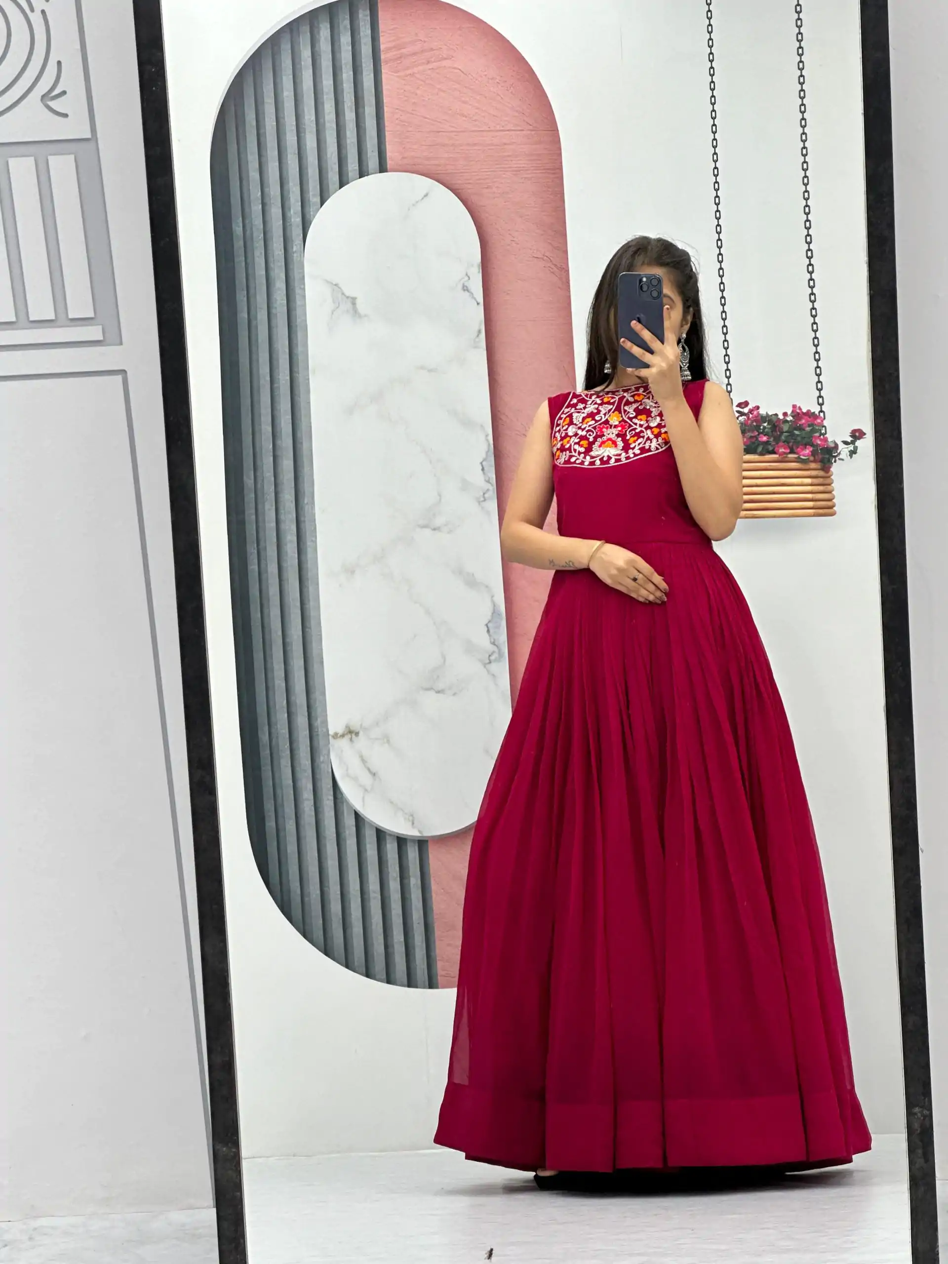 Ram 016 Red Color Fox Georgette Embroidery Sequence Gown Casual, Wedding, Party, Festive, Events Etc. Expected Delivery 4-6 Working Days @2049/- | Bollywood Gowns, Creative Gowns, Designer Gowns, Gowns, Party Wear Gowns