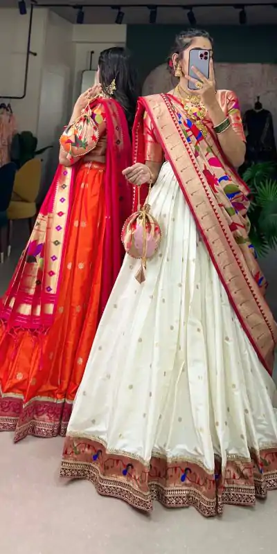 LNB 2005 White Jacquard Silk Weaving Zari Lehenga Choli Festive Party Wedding, Events etc. Delivery 4-6 Working Days @3499/- | Bollywood Lehenga, Creative Lehenga, Designer Lehenga, Embroidered Lehenga, Lehenga, Party Wear Lehenga