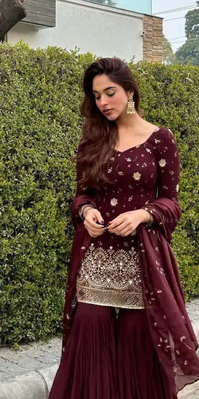 RTC 5719 Maroon Color Foix Georgette Thread Sequence Work Salwar Suit Wedding, Party, Festive, Events Etc. Expected Delivery 4-6 Working Days @1949/- | Jump Suits, Casual Suits, Creative suits, Designer Suits, Palazzo Suits, Party Wear Suits, Patiala Suits, Salwar suit, Straight Suits