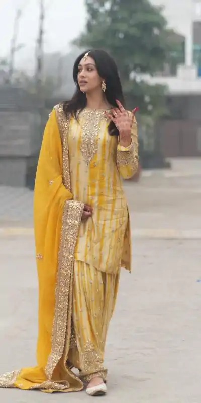 SSR 480 Yellow Color Chinnon Embroidery Sequence Salwar Suit Wedding, Party, Festive, Events Expected Delivery 4-6 Working Days @ 2499/- | Jump Suits, Casual Suits, Creative suits, Designer Suits, Palazzo Suits, Party Wear Suits, Patiala Suits, Salwar suit, Straight Suits