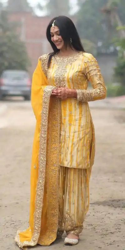 SSR 480 Yellow Color Chinnon Embroidery Sequence Salwar Suit Wedding, Party, Festive, Events Expected Delivery 4-6 Working Days @ 2499/- | Jump Suits, Casual Suits, Creative suits, Designer Suits, Palazzo Suits, Party Wear Suits, Patiala Suits, Salwar suit, Straight Suits