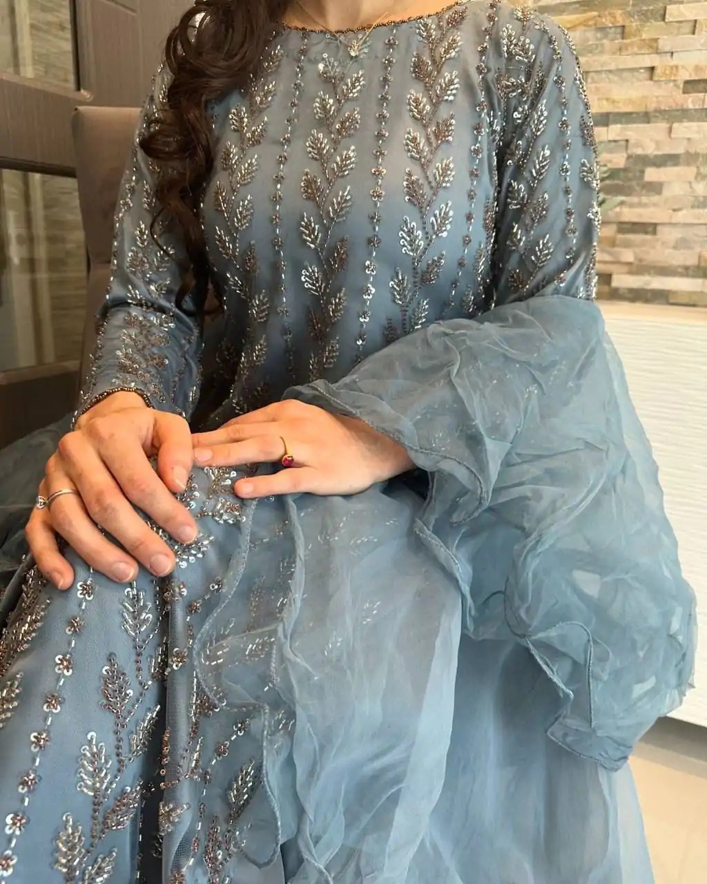 KD 1478 Blue Color Muslin Digital Printed With Hand Work Salwar Suit Casual, Party, Festive, Events Wedding Etc.  Expected Delivery 4-6 Working Days @2149/- | Casual Suits, Creative suits, Designer Suits, Palazzo Suits, Party Wear Suits, Salwar suit, Straight Suits