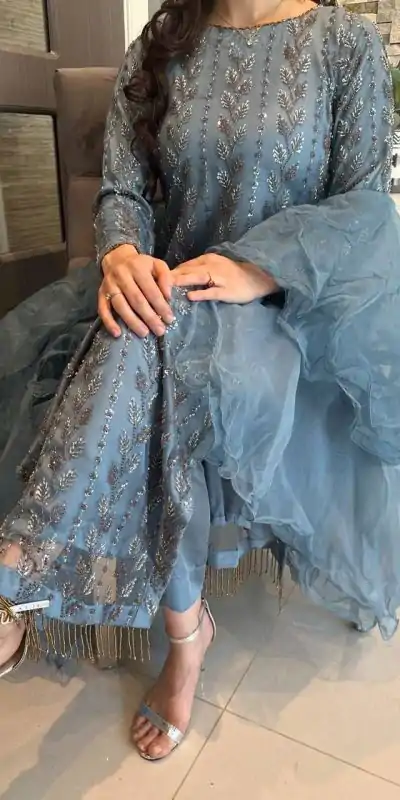 KD 1478 Blue Color Muslin Digital Printed With Hand Work Salwar Suit Casual, Party, Festive, Events Wedding Etc. Expected Delivery 4-6 Working Days @2149/- | Casual Suits, Creative suits, Designer Suits, Palazzo Suits, Party Wear Suits, Salwar suit, Straight Suits