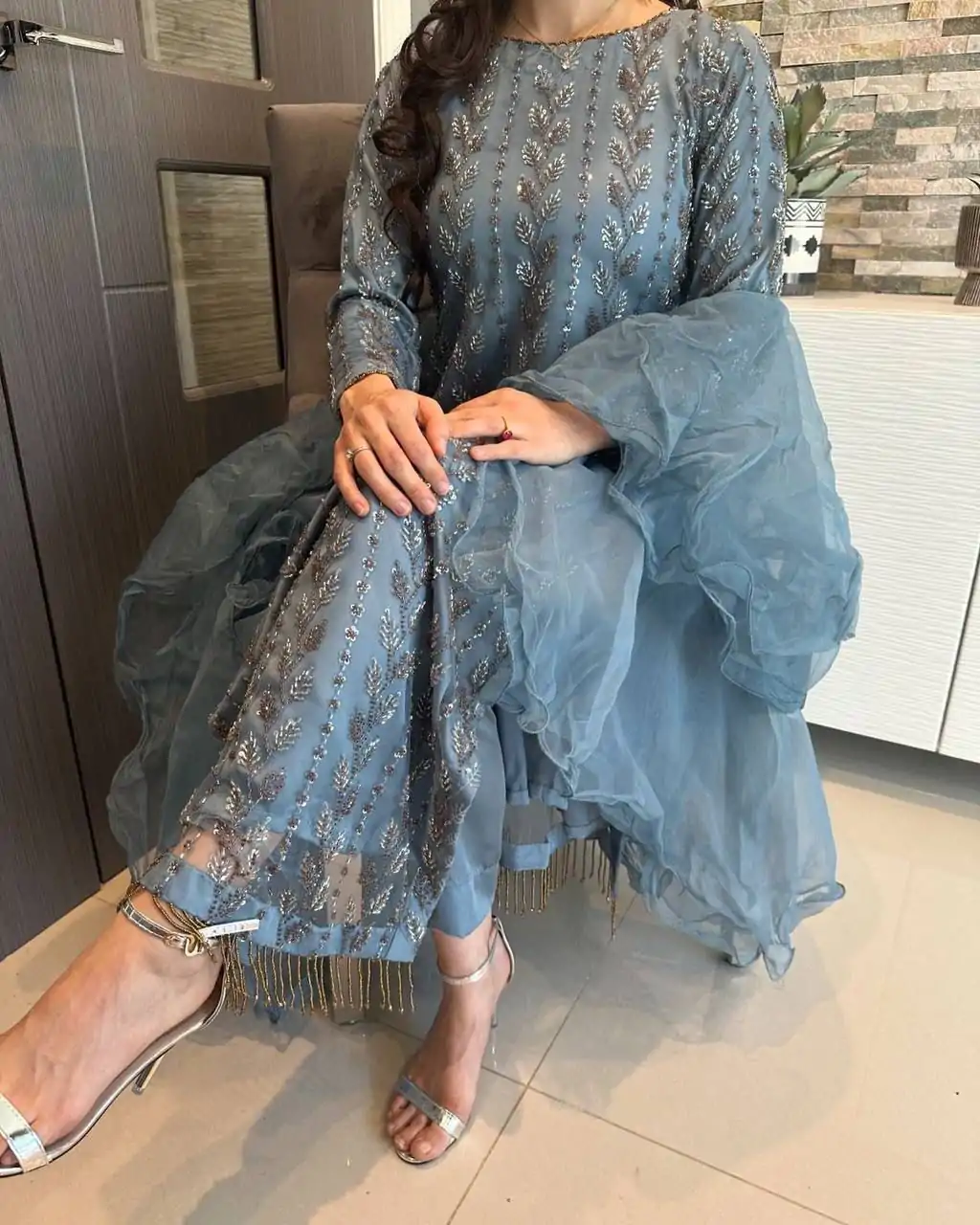 KD 1478 Blue Color Muslin Digital Printed With Hand Work Salwar Suit Casual, Party, Festive, Events Wedding Etc.  Expected Delivery 4-6 Working Days @2149/- | Casual Suits, Creative suits, Designer Suits, Palazzo Suits, Party Wear Suits, Salwar suit, Straight Suits