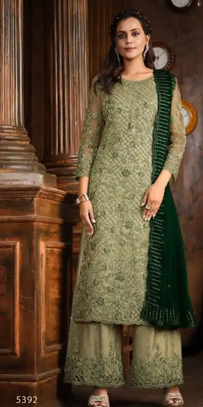 FC Vippul 5392 Green Color Heavy Net Coding Sequence Embroidery Salwar Suit Wedding, Party, Festive events, Expected Delivery  4-6 Working Days @2849 | Casual Suits, Creative suits, Designer Suits, Palazzo Suits, Party Wear Suits, Patiala Suits, Salwar suit, Straight Suits