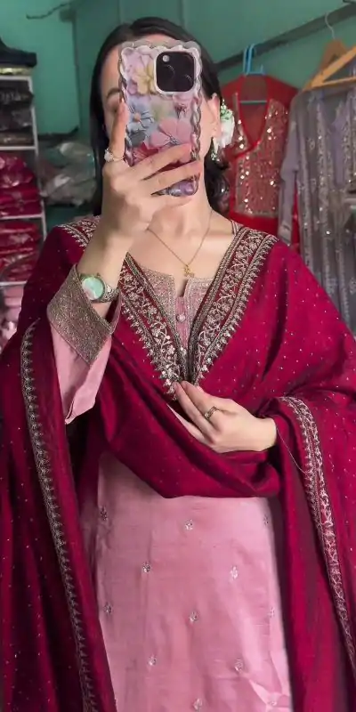 SRK 5140 Peach Color Pure Chinnon Silk Embroidery Sequence Salwar Suit Wedding, Party, Festive, Events Expected Delivery 4-6 Working Days @ 1899/- | Jump Suits, Casual Suits, Creative suits, Designer Suits, Palazzo Suits, Party Wear Suits, Patiala Suits, Salwar suit, Straight Suits