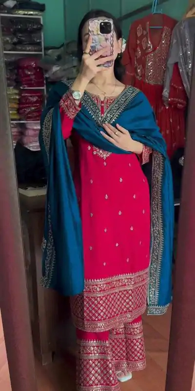 SRK 5140 Pink Color Pure Chinnon Silk Embroidery Sequence Salwar Suit Wedding, Party, Festive, Events Expected Delivery 4-6 Working Days @ 1899/- | Jump Suits, Casual Suits, Creative suits, Designer Suits, Palazzo Suits, Party Wear Suits, Patiala Suits, Salwar suit, Straight Suits