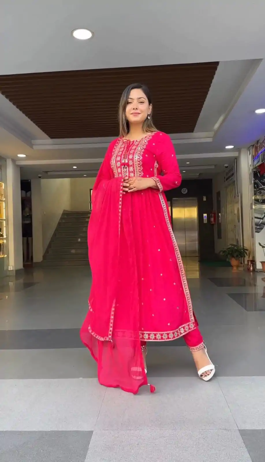 SRK 5039 Pink Color Georgette Embroidery Sequence Salwar Suit Casual, Wedding, Party, Festive, Events . Expected Delivery  4-6 Working Days @1999/- | Casual Suits, Creative suits, Designer Suits, Palazzo Suits, Party Wear Suits, Patiala Suits, Salwar suit, Straight Suits