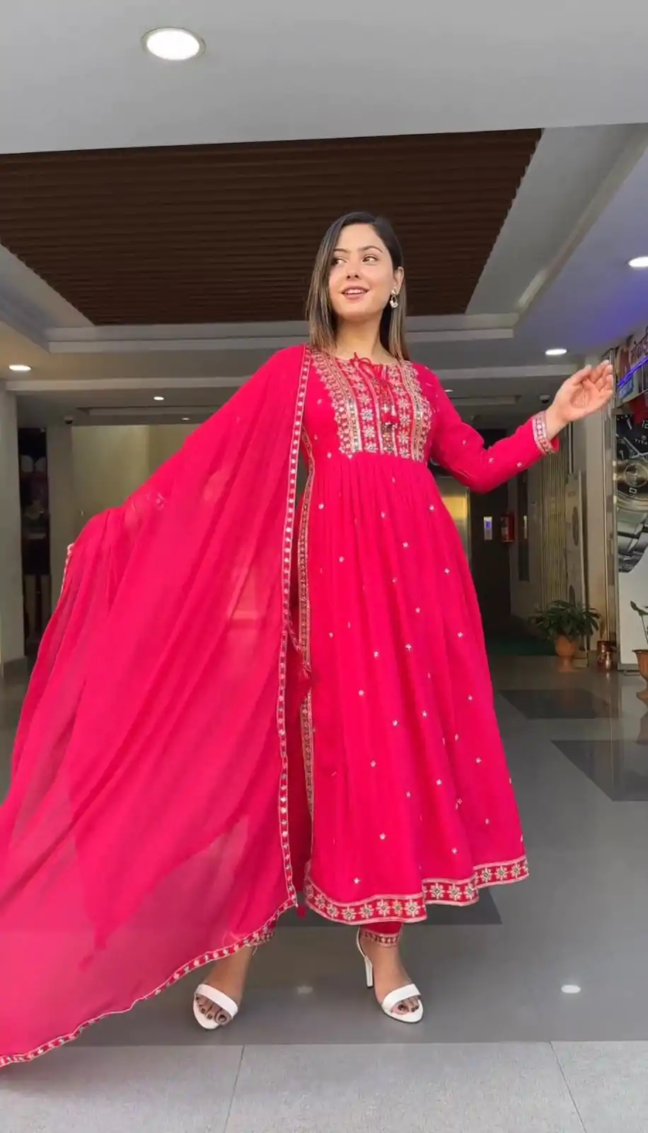 SRK 5039 Pink Color Georgette Embroidery Sequence Salwar Suit Casual, Wedding, Party, Festive, Events . Expected Delivery  4-6 Working Days @1999/- | Casual Suits, Creative suits, Designer Suits, Palazzo Suits, Party Wear Suits, Patiala Suits, Salwar suit, Straight Suits