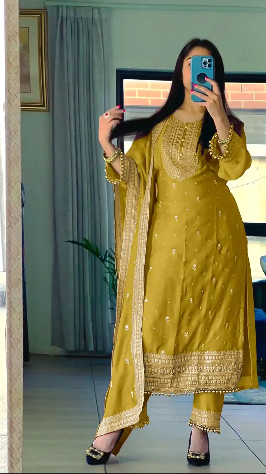 NSR 814 Yellow Color Pure Chinnon Silk Embroidery Sequence Salwar Suit Casual, Party Festive, Events Etc. Expected Delivery 4-6 Working Days @2049/- | Jump Suits, Casual Suits, Creative suits, Designer Suits, Palazzo Suits, Party Wear Suits, Patiala Suits, Salwar suit, Straight Suits