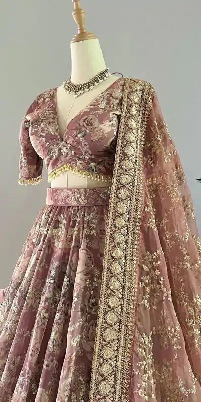 ZSR 3073 Peach Color Chinon Silk Digital Printed Lehenga Choli Wedding, Party, Events Etc. Expected Delivery 4-6 Working Days 2399/- | Creative Lehenga, Designer Lehenga, Embroidered Lehenga, Lehenga, Party Wear Lehenga