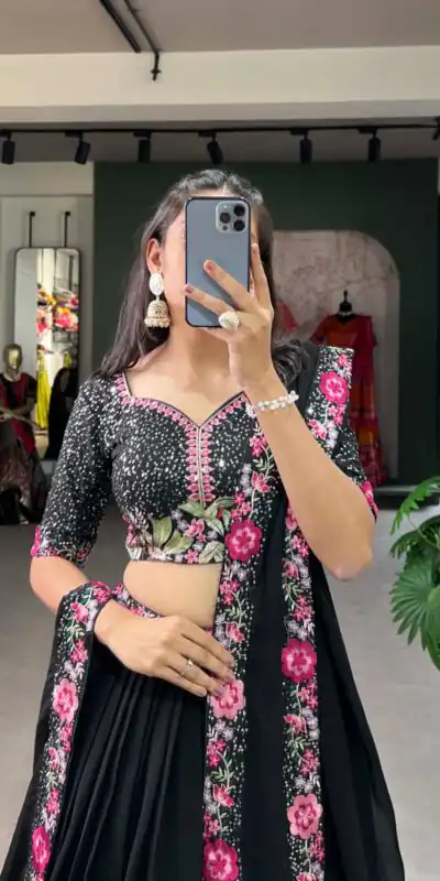 LNB 1403 Black Color Georgette Plain Embroidery Lehenga Choli Festive Party Wedding, Events etc. Delivery 4-6 Working Days @2999/- | Bollywood Lehenga, Creative Lehenga, Designer Lehenga, Embroidered Lehenga, Lehenga, Party Wear Lehenga