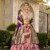 Peach Jacquard Silk Weaving Zari Lehenga Choli