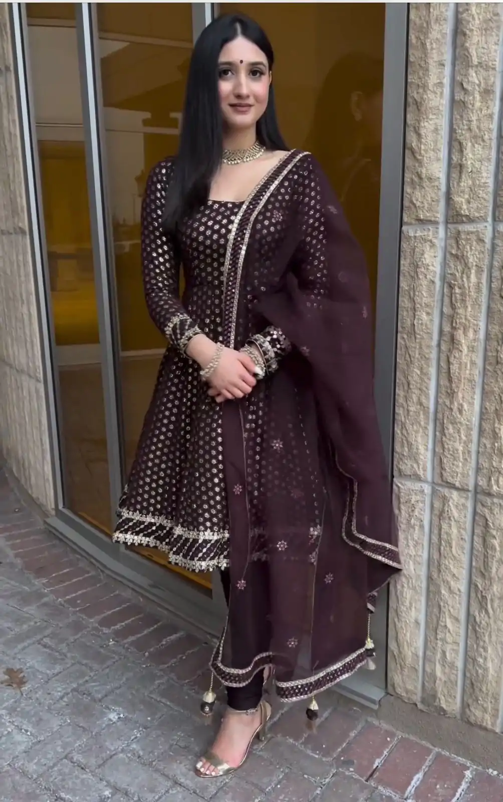 NF 1185 Brown Color Georgette Embroidery Sequence Salwar Suit Casual, Wedding, Party, Festive, Events . Expected Delivery  4-6 Working Days @2099 | Casual Suits, Creative suits, Designer Suits, Palazzo Suits, Party Wear Suits, Patiala Suits, Salwar suit, Straight Suits
