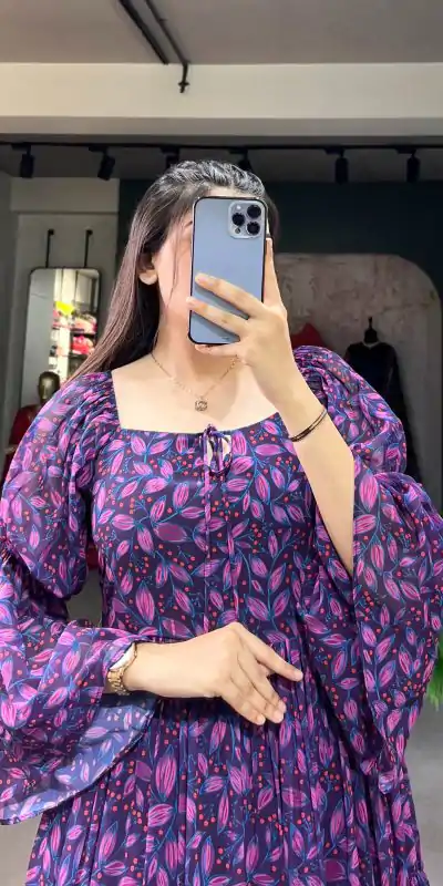 YNF 5014 Purple Color Georgette Floral Printed Work Gown Casual, Wedding, Festive, Events, Designer Party Wear, Delivery 4-6 Working Days @1849 | Bollywood Gowns, Creative Gowns, Designer Gowns, Embroidered Gowns, Gowns, Party Wear Gowns