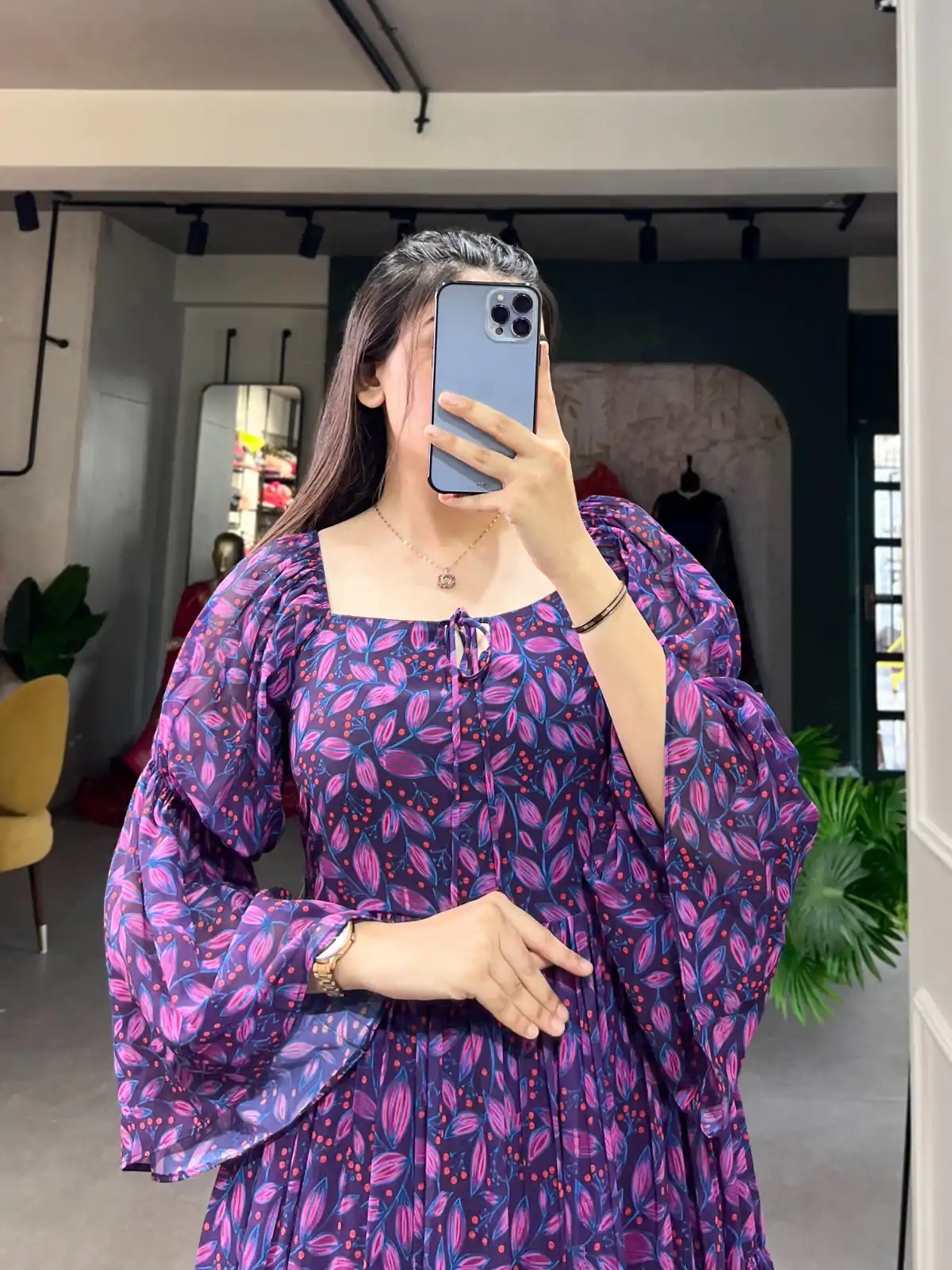 YNF 5014 Purple Color Georgette Floral Printed Work Gown Casual, Wedding, Festive, Events, Designer Party Wear, Delivery 4-6 Working Days @1849 | Bollywood Gowns, Creative Gowns, Designer Gowns, Embroidered Gowns, Gowns, Party Wear Gowns