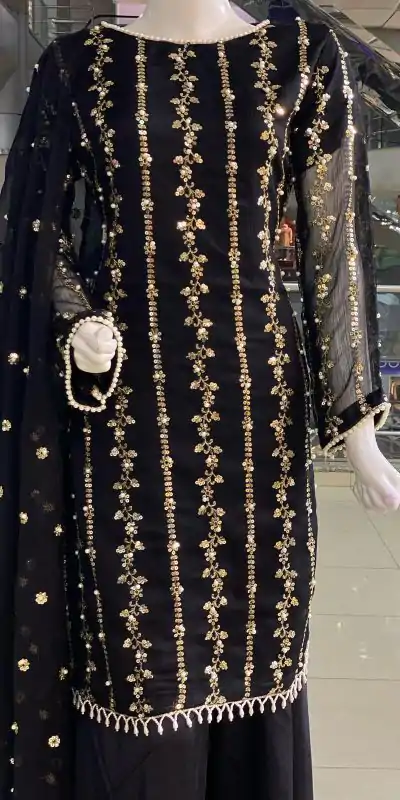 SRK 5121 Black Color Georgette Heavy Sequence Embroidery Salwar Suit Wedding, Party, Festive, Events Expected Delivery 4-6 Working Days @ 1899/- | Jump Suits, Casual Suits, Creative suits, Designer Suits, Palazzo Suits, Party Wear Suits, Patiala Suits, Salwar suit, Straight Suits