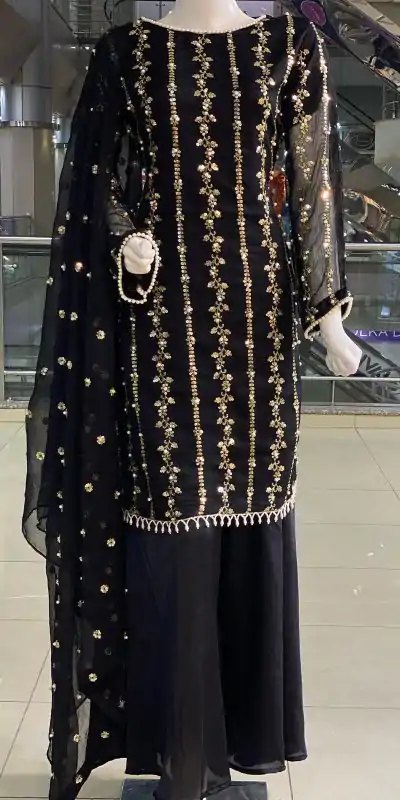 SRK 5121 Black Color Georgette Heavy Sequence Embroidery Salwar Suit Wedding, Party, Festive, Events Expected Delivery 4-6 Working Days @ 1899/- | Jump Suits, Casual Suits, Creative suits, Designer Suits, Palazzo Suits, Party Wear Suits, Patiala Suits, Salwar suit, Straight Suits