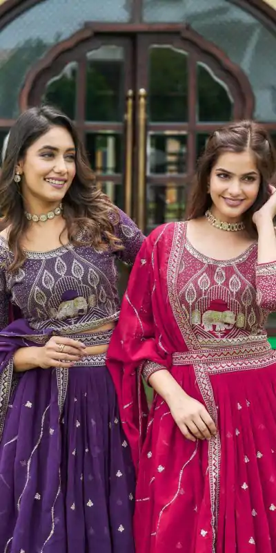Ram 023 Rani Color Sequence Georgette Embroidery Lehenga Choli Casual, Wedding, Festive, Events Expected Delivery 4-6 Working Days @3049/- | Bollywood Lehenga, Creative Lehenga, Designer Lehenga, Embroidered Lehenga, Lehenga, Party Wear Lehenga