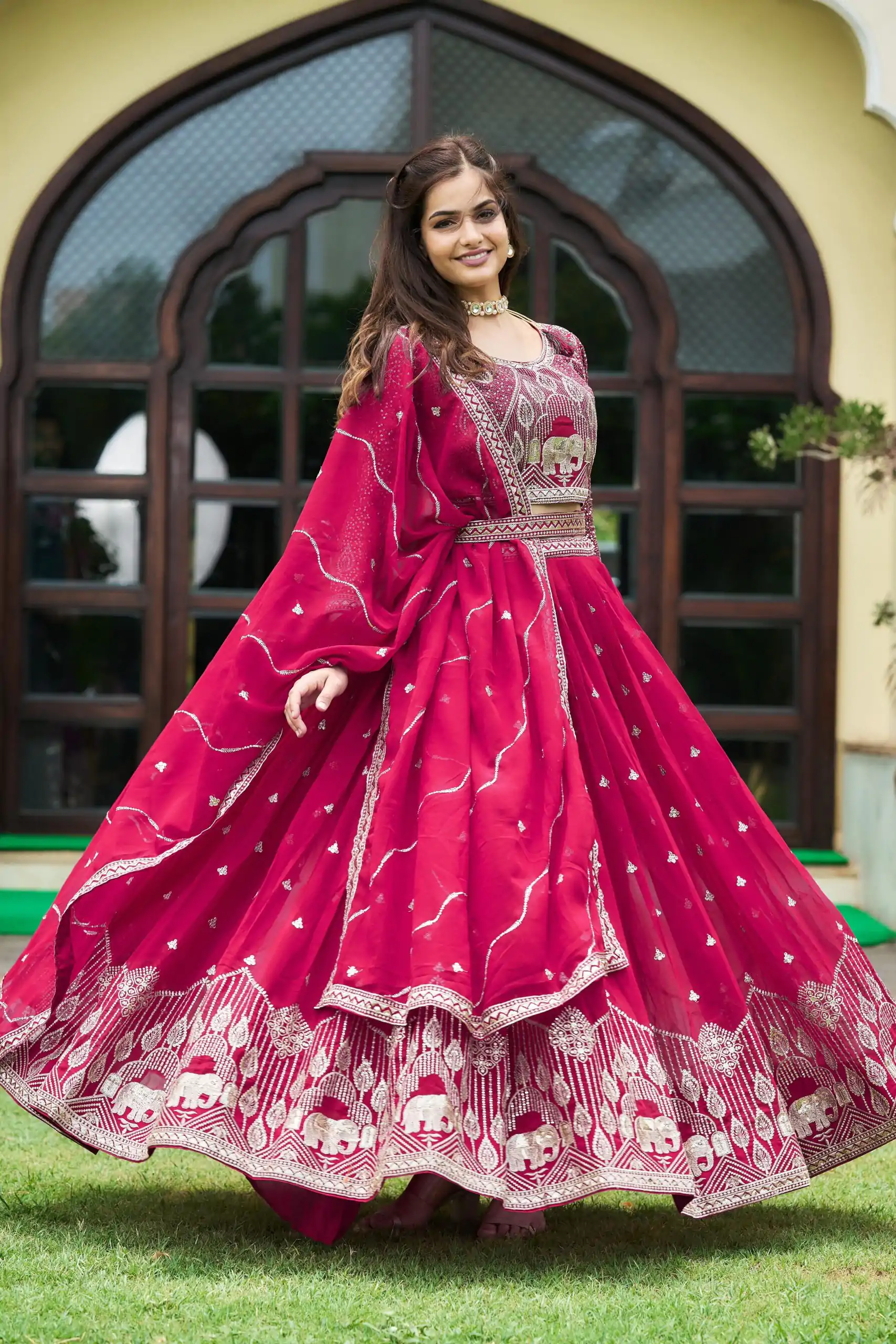 Ram 023 Rani Color Sequence Georgette Embroidery Lehenga Choli Casual, Wedding, Festive, Events Expected Delivery 4-6 Working Days @3049/- | Bollywood Lehenga, Creative Lehenga, Designer Lehenga, Embroidered Lehenga, Lehenga, Party Wear Lehenga