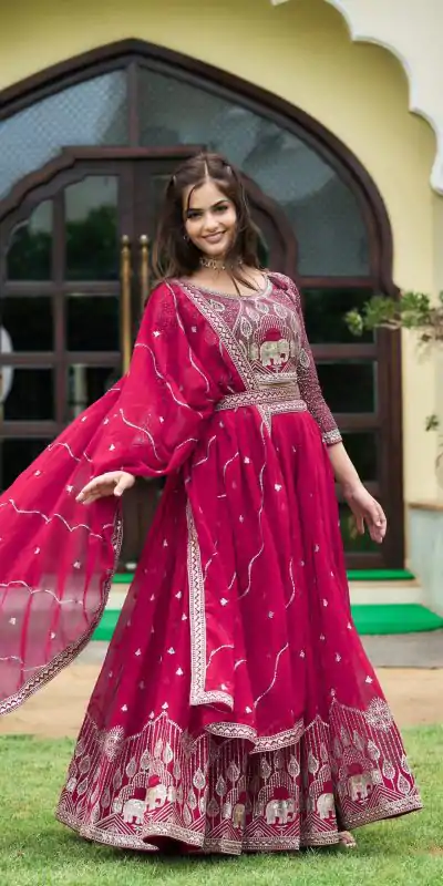 Ram 023 Rani Color Sequence Georgette Embroidery Lehenga Choli Casual, Wedding, Festive, Events Expected Delivery 4-6 Working Days @3049/- | Bollywood Lehenga, Creative Lehenga, Designer Lehenga, Embroidered Lehenga, Lehenga, Party Wear Lehenga