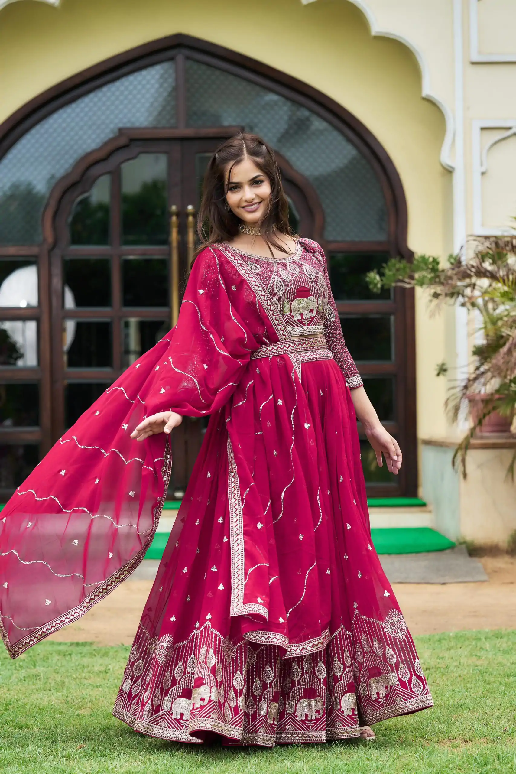 Ram 023 Rani Color Sequence Georgette Embroidery Lehenga Choli Casual, Wedding, Festive, Events Expected Delivery 4-6 Working Days @3049/- | Bollywood Lehenga, Creative Lehenga, Designer Lehenga, Embroidered Lehenga, Lehenga, Party Wear Lehenga