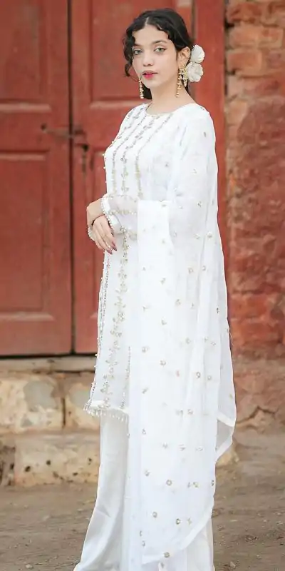 SRK 5121 White Color Georgette Heavy Sequence Embroidery Salwar Suit Wedding, Party, Festive, Events Expected Delivery 4-6 Working Days @ 1899/- | Jump Suits, Casual Suits, Creative suits, Designer Suits, Palazzo Suits, Party Wear Suits, Patiala Suits, Salwar suit, Straight Suits