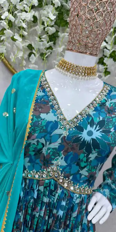 RTC 5649 Blue Color Maslin Silk Digital Printed Salwar Suit Wedding, Party, Festive, Events Etc. Expected Delivery 4-6 Working Days @2049/- | Jump Suits, Casual Suits, Creative suits, Designer Suits, Palazzo Suits, Party Wear Suits, Patiala Suits, Salwar suit, Straight Suits