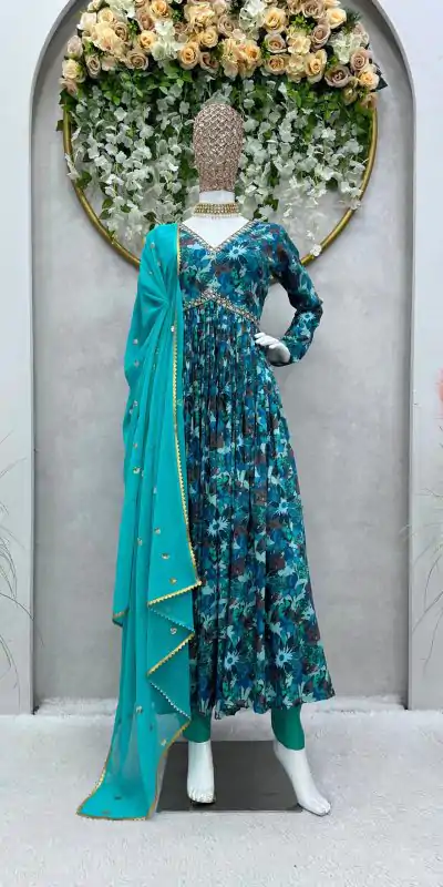 RTC 5649 Blue Color Maslin Silk Digital Printed Salwar Suit Wedding, Party, Festive, Events Etc. Expected Delivery 4-6 Working Days @2049/- | Jump Suits, Casual Suits, Creative suits, Designer Suits, Palazzo Suits, Party Wear Suits, Patiala Suits, Salwar suit, Straight Suits