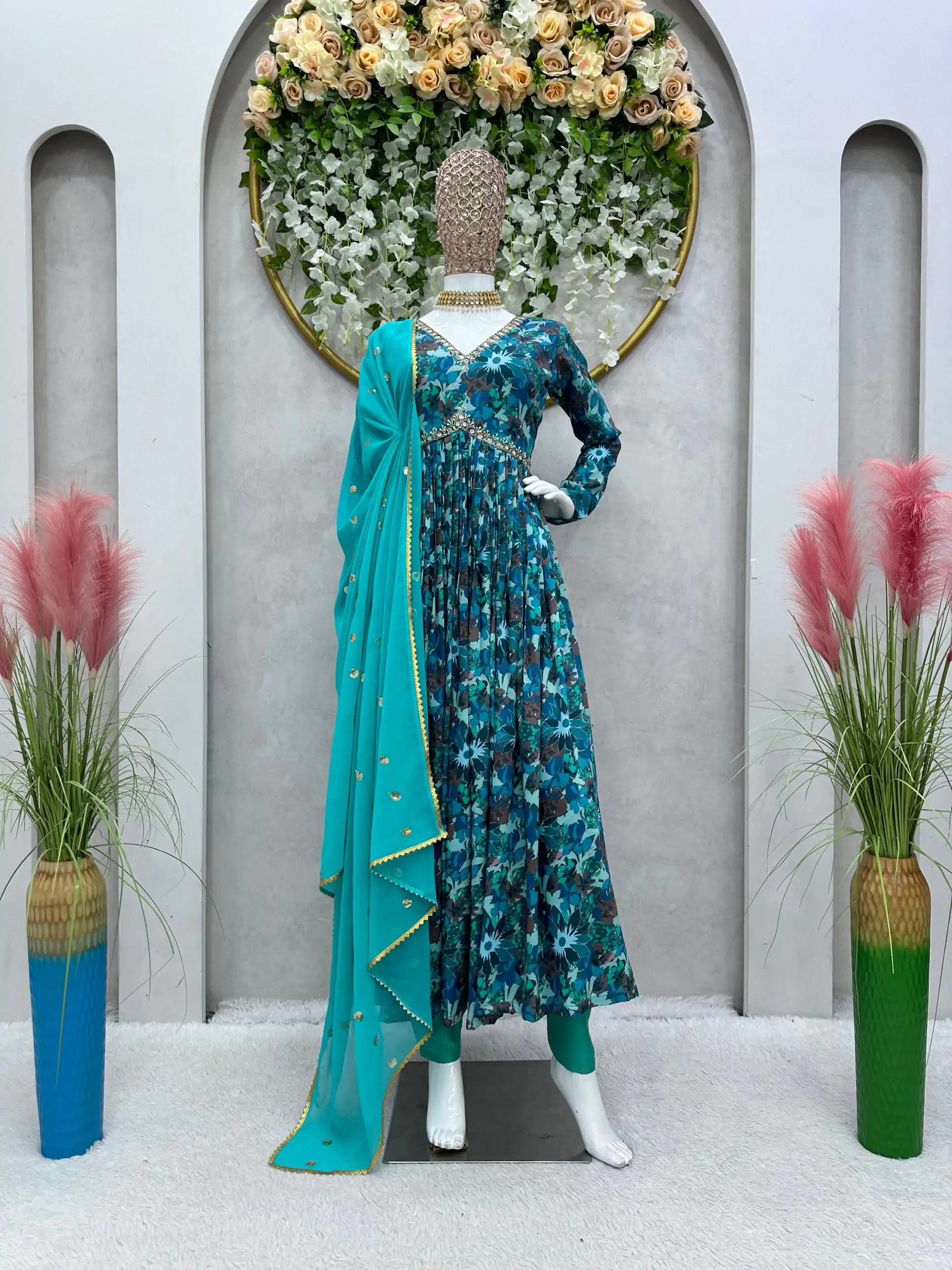 RTC 5649 Blue Color Maslin Silk Digital Printed Salwar Suit Wedding, Party, Festive, Events Etc. Expected Delivery 4-6 Working Days @2049/- | Jump Suits, Casual Suits, Creative suits, Designer Suits, Palazzo Suits, Party Wear Suits, Patiala Suits, Salwar suit, Straight Suits
