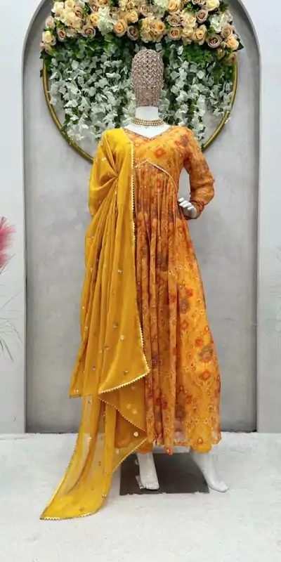 RTC 5575 Yellow Color Foix Georgette Digital Printed Salwar Suit Wedding, Party, Festive, Events Etc. Expected Delivery 4-6 Working Days @2049/- | Casual Suits, Creative suits, Designer Suits, Palazzo Suits, Party Wear Suits, Patiala Suits, Salwar suit, Straight Suits