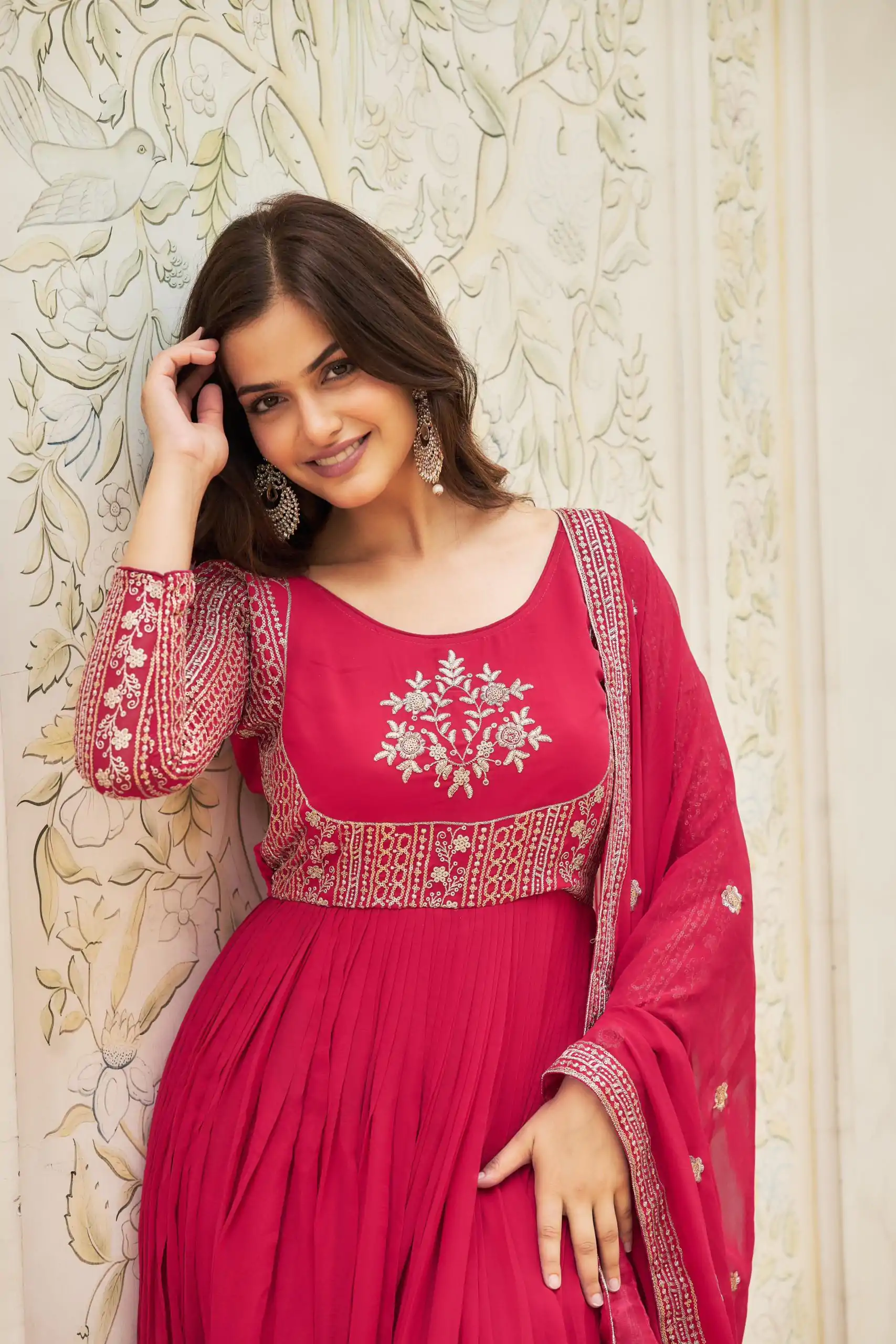 Ram 025 Pink Color Georgette Sequence Embroidery Gown Casual, Wedding, Festive, Events Expected Delivery 4-6 Working Days @1999/- | Bollywood Gowns, Creative Gowns, Designer Gowns, Embroidered Gowns, Gowns, Party Wear Gowns