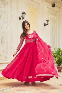 Ram 025 Pink Color Georgette Sequence Embroidery Gown Casual, Wedding, Festive, Events Expected Delivery 4-6 Working Days @1999/- | Bollywood Gowns, Creative Gowns, Designer Gowns, Embroidered Gowns, Gowns, Party Wear Gowns