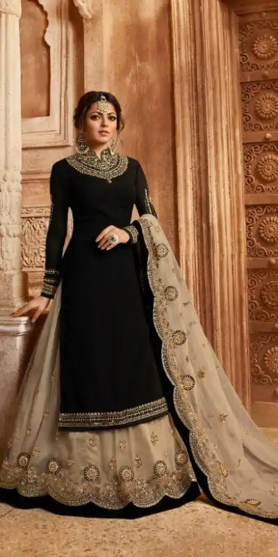FC TL 3007 Black Color Georgette Embroidery Sharara Suit Wedding, Party, Festive Expected Delivery 4-6 Working Days  @2449/- | Jump Suits, Casual Suits, Creative suits, Designer Suits, Palazzo Suits, Party Wear Suits, Patiala Suits, Salwar suit, Straight Suits