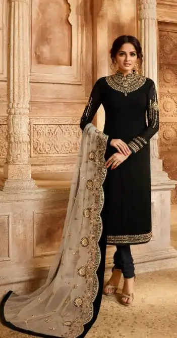 FC TL 3007 Black Color Georgette Embroidery Sharara Suit Wedding, Party, Festive Expected Delivery 4-6 Working Days @2449/- | Jump Suits, Casual Suits, Creative suits, Designer Suits, Palazzo Suits, Party Wear Suits, Patiala Suits, Salwar suit, Straight Suits