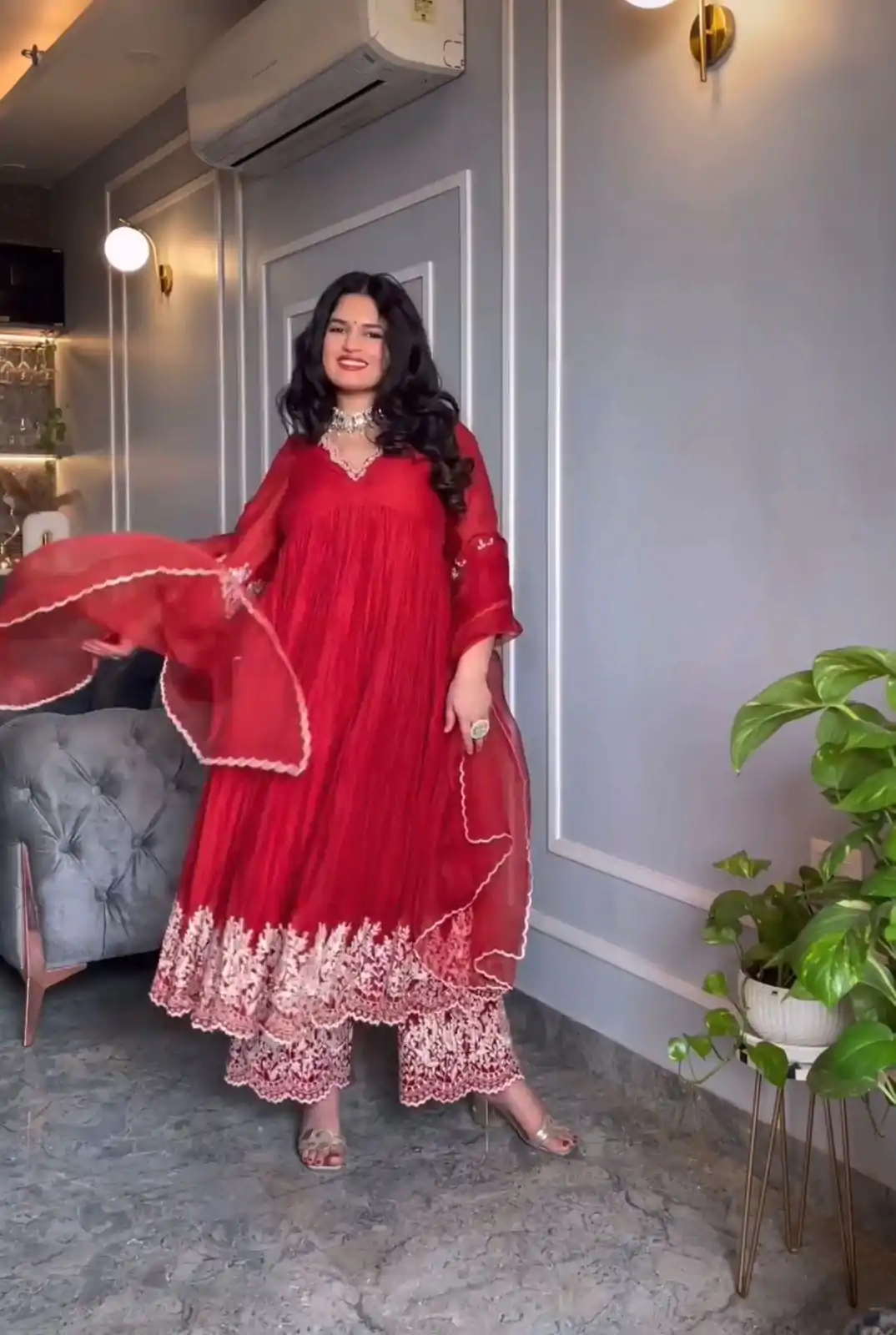 NF 1205 Red Color Chinon Silk Embroidery Salwar Suit Casual, Wedding, Party, Festive, Events . Expected Delivery 4-6 Working Days @2149 | Casual Suits, Creative suits, Designer Suits, Palazzo Suits, Party Wear Suits, Patiala Suits, Salwar suit, Straight Suits