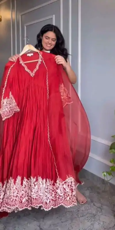 NF 1205 Red Color Chinon Silk Embroidery Salwar Suit Casual, Wedding, Party, Festive, Events . Expected Delivery 4-6 Working Days @2149 | Casual Suits, Creative suits, Designer Suits, Palazzo Suits, Party Wear Suits, Patiala Suits, Salwar suit, Straight Suits