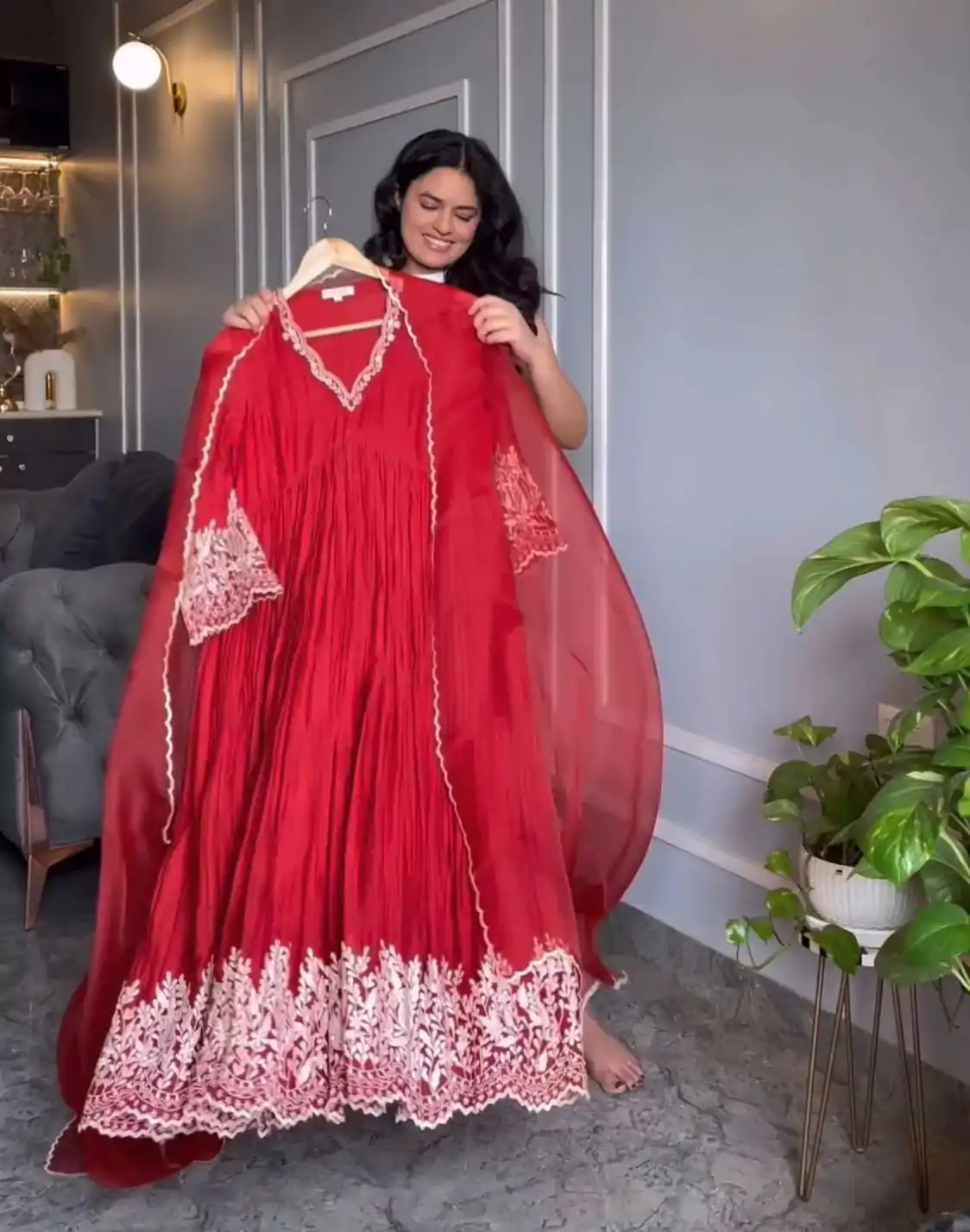 NF 1205 Red Color Chinon Silk Embroidery Salwar Suit Casual, Wedding, Party, Festive, Events . Expected Delivery 4-6 Working Days @2149 | Casual Suits, Creative suits, Designer Suits, Palazzo Suits, Party Wear Suits, Patiala Suits, Salwar suit, Straight Suits