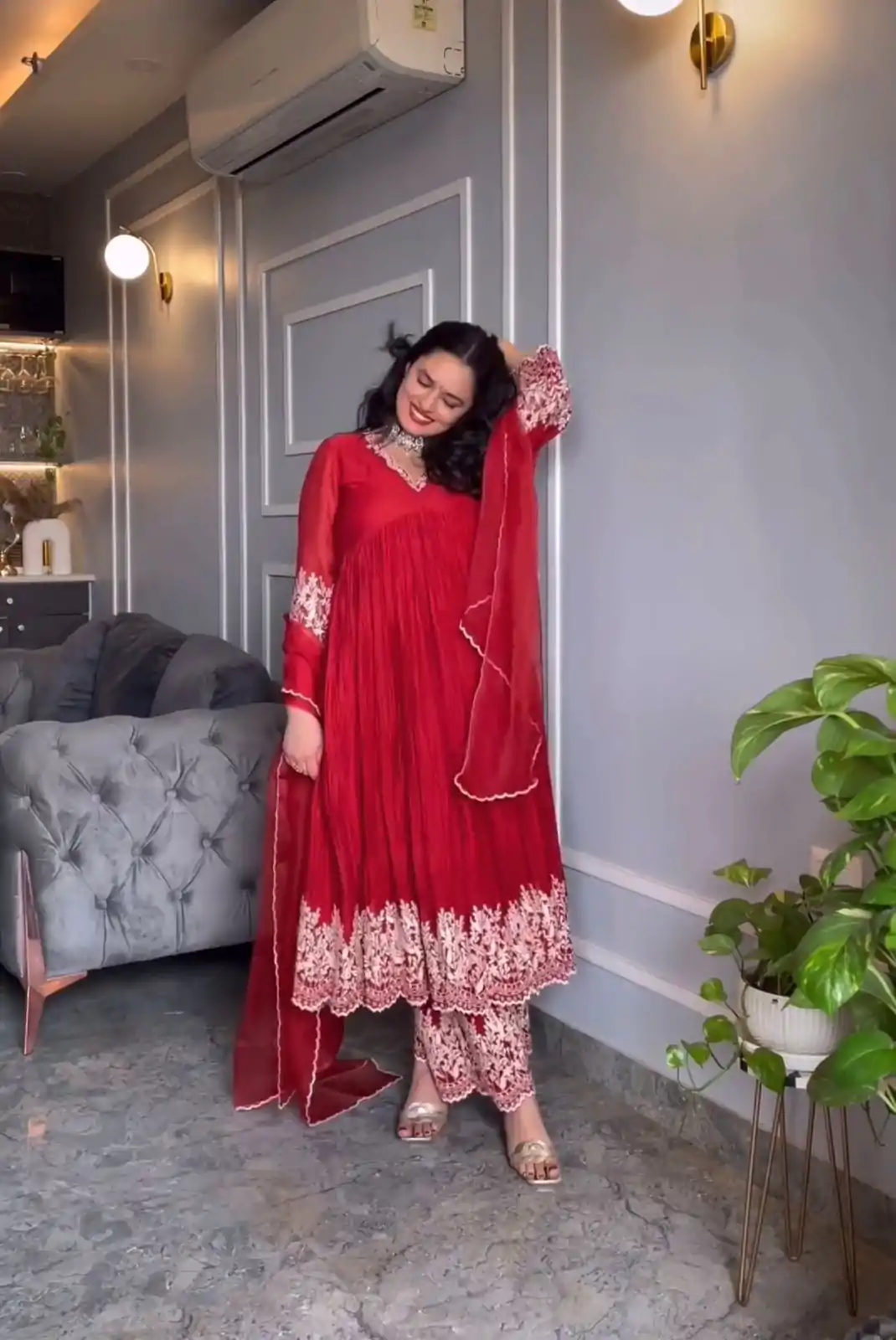 NF 1205 Red Color Chinon Silk Embroidery Salwar Suit Casual, Wedding, Party, Festive, Events . Expected Delivery 4-6 Working Days @2149 | Casual Suits, Creative suits, Designer Suits, Palazzo Suits, Party Wear Suits, Patiala Suits, Salwar suit, Straight Suits