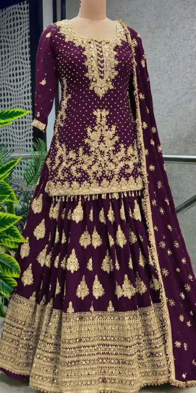 NSR 806 Wine Color Pure Chinnon Silk Embroidery Lehenga Choli Casual, Party Festive, Events Etc. Expected Delivery 4-6 Working Days @2199/- | Bollywood Lehenga, Creative Lehenga, Designer Lehenga, Embroidered Lehenga, Lehenga, Party Wear Lehenga, Straight Suits