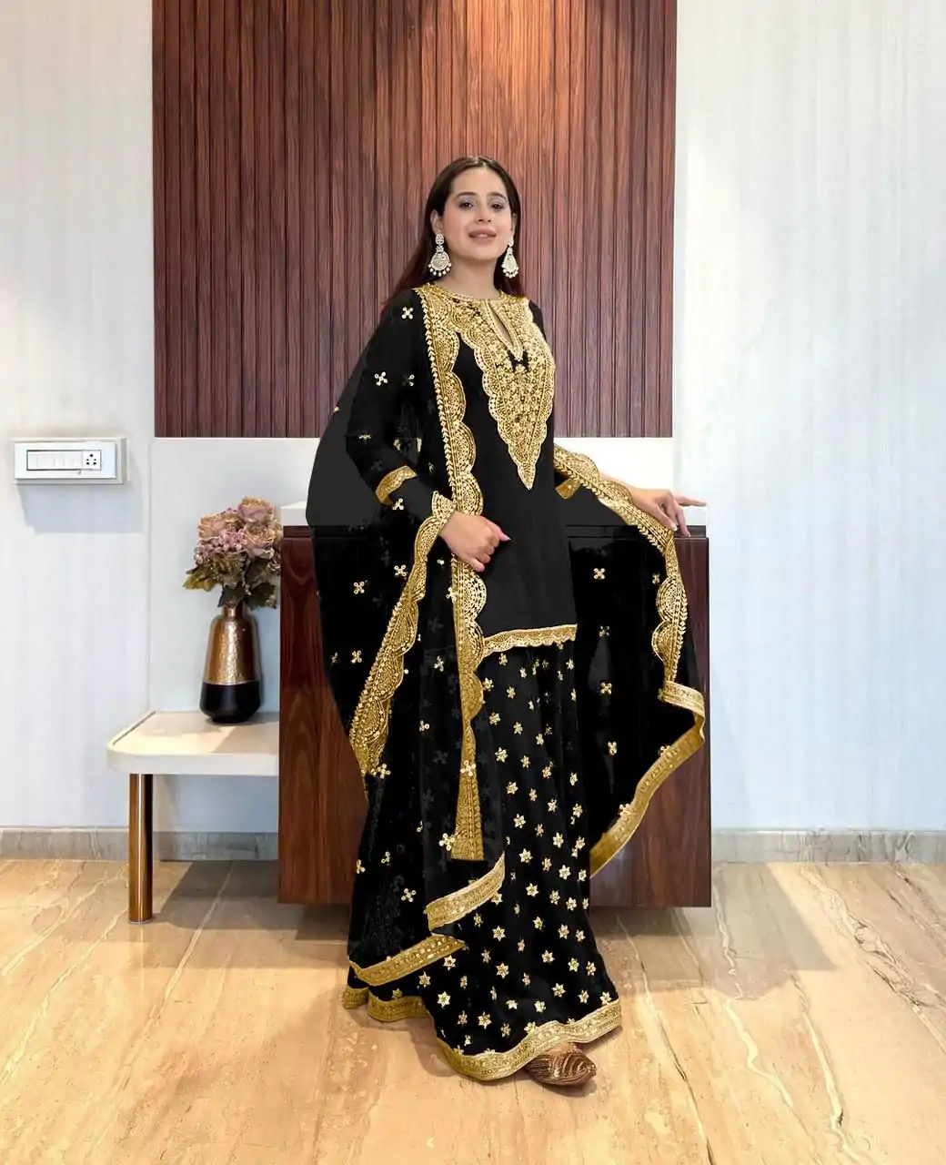 NSR 784 Black Color Georgette Embroidery Sequence Mirror Hand Work Salwar Suit Casual, Party Festive, Events Etc. Expected Delivery 4-6 Working Days @2050/ | Jump Suits, Casual Suits, Creative suits, Designer Suits, Palazzo Suits, Party Wear Suits, Patiala Suits, Salwar suit, Straight Suits